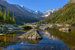 a pond in the valley of mountains